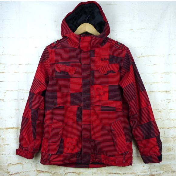 686 Snowboarding Jacket Youth XL Red Smarty Block Stripe Insulated Hooded Ski